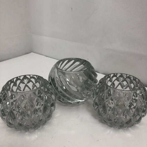 Set Of 3 Candle Holders Glasses / Candle Voltive - Picture 1 of 8